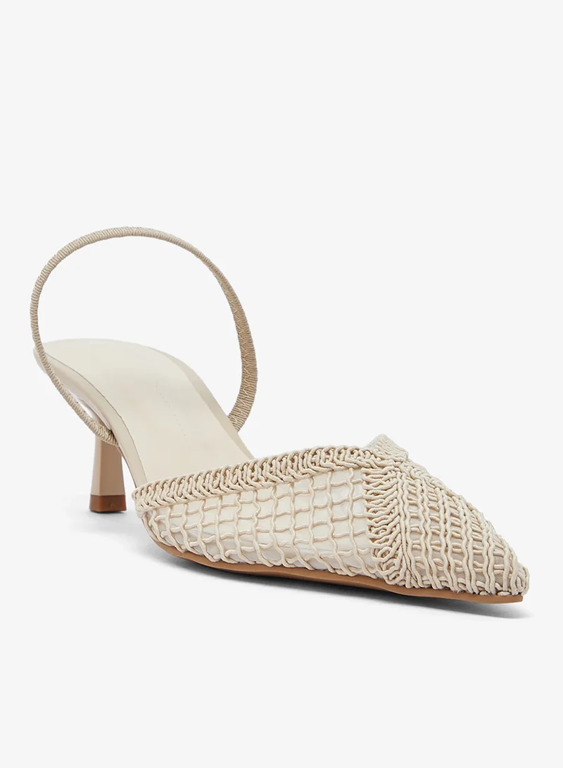 ELLA Lace Detail Strap Mid Heel Pumps