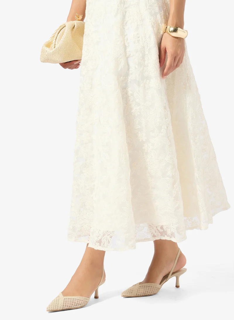 ELLA  Lace Detail Strap Mid Heel Pumps for Women | Best Price UAE