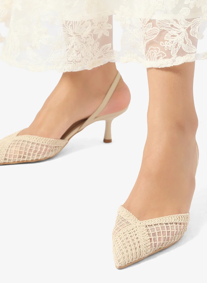 ELLA  Lace Detail Strap Mid Heel Pumps for Women | Best Price UAE