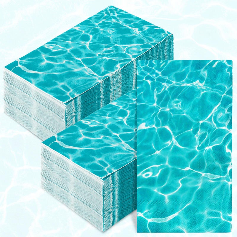 AnyDesign 80 Sheet Ocean Waves Guest Napkins Water Print Disposable Napkins Blue Decorative Hand Paper Towel Napkins for Bathroom Party Supplies Table Decor  15.7 x 13 Inch - Image 1