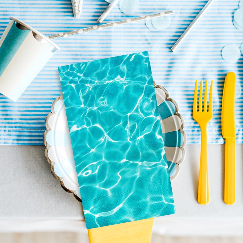 AnyDesign 80 Sheet Ocean Waves Guest Napkins Water Print Disposable Napkins Blue Decorative Hand Paper Towel Napkins for Bathroom Party Supplies Table Decor  15.7 x 13 Inch - Image 3