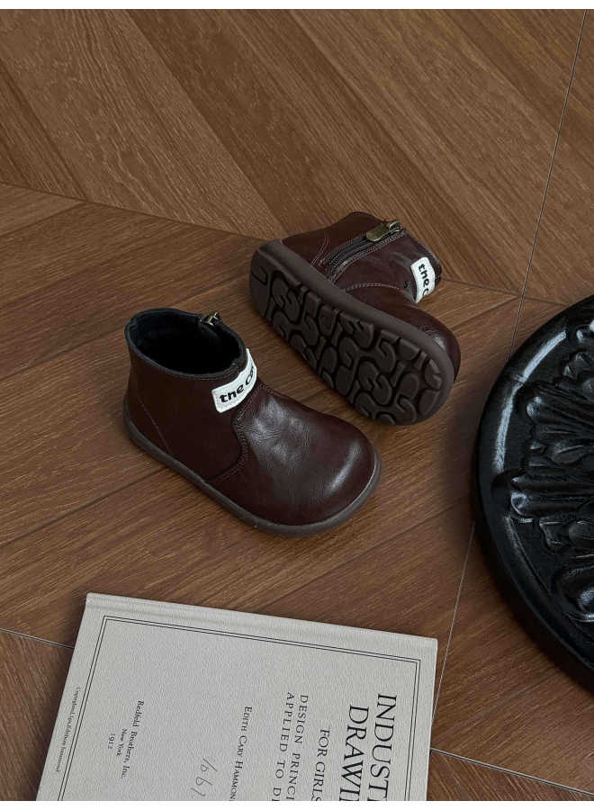 Xshx Pilot Boots｜boys And Girls Autumn Chimney Boots With Side Zipper, Retro British Style, Wide Toe, Functional Thick Sole
