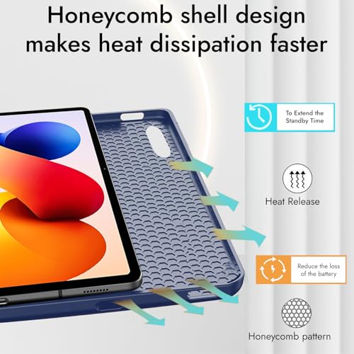 Robustrion Cover for Redmi Pad 2 Pro 12.1 inch Cover Case with Pencil Holder, Trifold Cover Case for Redmi Pad 2 Pro 5G Tablet Cover [Auto Sleep Wake Support] - Navy - Image 4
