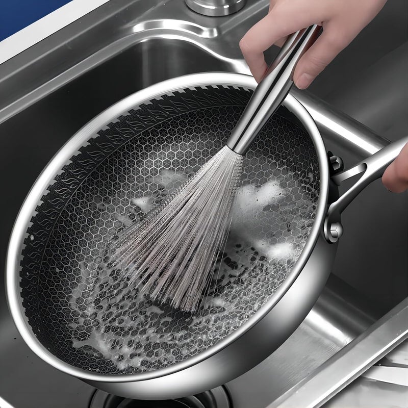 KRYLAR Stainless Steel Pan Cleaning Brush-Long Handle Pot & Pan Cleaning Brush,Durable Wire Bristles For Effortless Dishwashing Dish Soap Dispenser For Kitchen Sink Dish Strainers For Kitchen Counter. - Image 3
