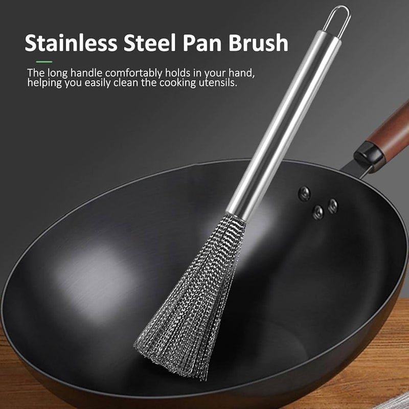 KRYLAR Stainless Steel Pan Cleaning Brush-Long Handle Pot & Pan Cleaning Brush,Durable Wire Bristles For Effortless Dishwashing Dish Soap Dispenser For Kitchen Sink Dish Strainers For Kitchen Counter. - Image 5