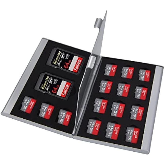 rayihni ملك الفلاش فضي الألمنيوم 2 X بطاقة ذاكرة SD/SDHC 15 X حافظة بطاقات MICRO SD SDHC - Image 2