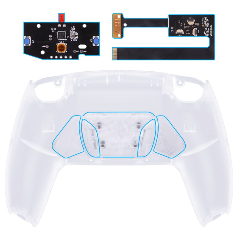 eXtremeRate Clear Programable RISE4 Remap Kit for PS5 Controller BDM 010 BDM 020 Upgrade Board Redesigned Back Shell 4 Back Buttons for PS5 Controller Controller NOT Included - Image 2
