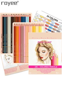 Royee 36 Skin Tones Colored Pencils Portrait Set Oil Based Pre-sharpened Drawing Pencils  - Image 1