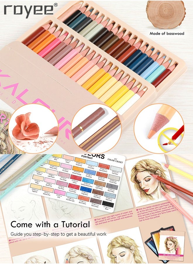 Royee - 36 Skin Tones Colored Pencils Portrait Set Oil Based Pre-sharpened Drawing Pencils - Image 1