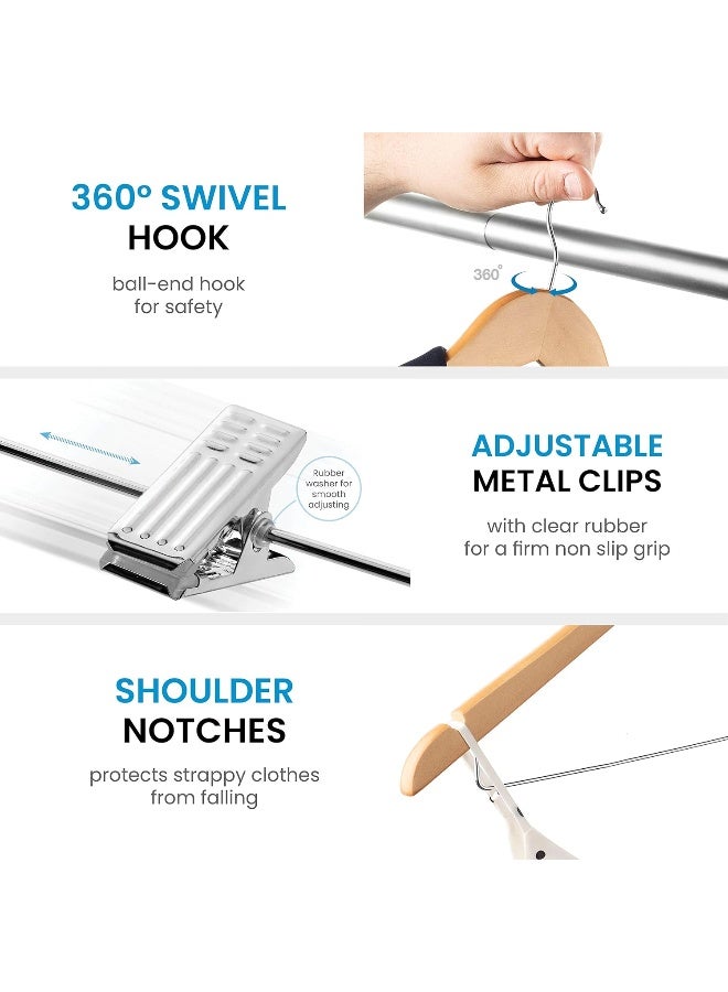 ZOBER High-Grade Wooden Pants Hanger - 10pk Suit Hanger with Metal Clips, for Skirts - Image 3