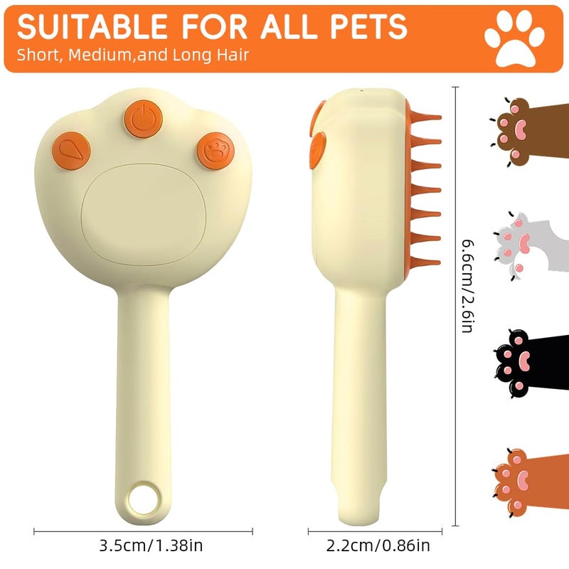 Qpets® فرشاة تصفيف القطط ®، 2 في 1 فرشاة بخار كهربائية للحيوانات الأليفة مع رشاش ضباب مدمج، شعيرات سيليكون ناعمة، تحكم بزر واحد، للاستخدام الجاف والرطب، فرشاة تصفيف قابلة لإعادة الشحن عبر USB للقطط والكلاب - Image 2