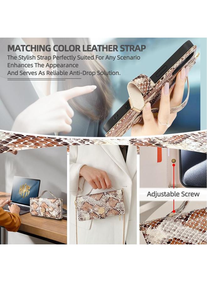 S-TOP Case For iPhone 16 Pro Max Crossbody Handle Snake Texture Leather Phone Case - Image 5