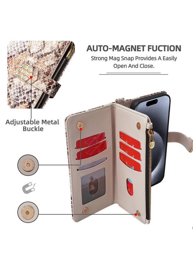 S-TOP Case For iPhone 16 Pro Max Crossbody Handle Snake Texture Leather Phone Case - Image 3