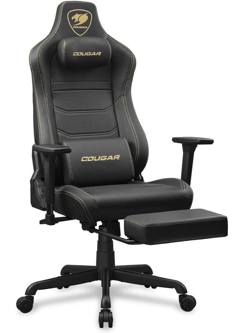 كوجار كرسي Cougar Armor EVO S للألعاب – أسود وذهبي، جلد PVC فاخر قابل للتنفس، مساند يد 3D قابلة للتعديل، وسادة رقبة مغناطيسية، وسادة دعم للظهر، مسند قدم قابل للسحب | 3MEVSGLB.0001 - Image 5