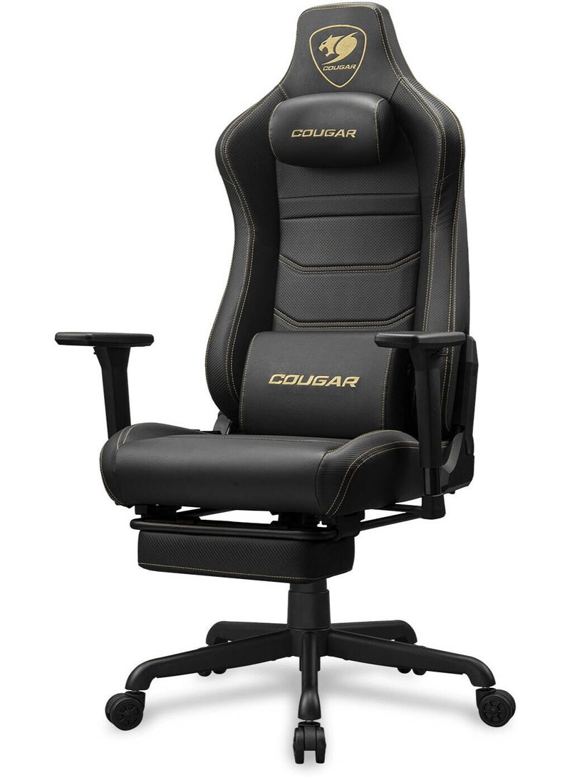 كوجار كرسي Cougar Armor EVO S للألعاب – أسود وذهبي، جلد PVC فاخر قابل للتنفس، مساند يد 3D قابلة للتعديل، وسادة رقبة مغناطيسية، وسادة دعم للظهر، مسند قدم قابل للسحب | 3MEVSGLB.0001 - Image 3