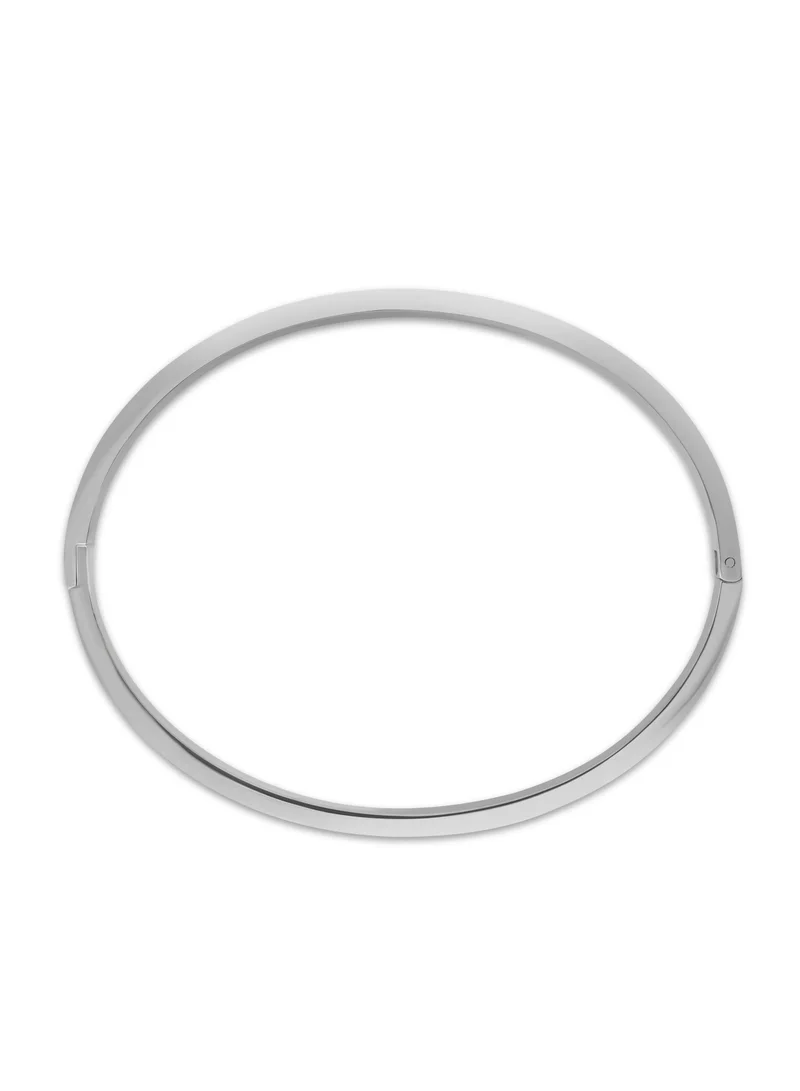 Guy Laroche Grace Silver Color Bangle With Mop And Crystals