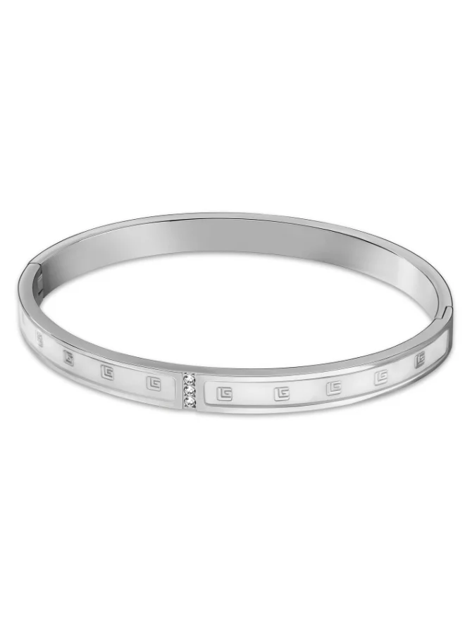 Guy Laroche Grace Silver Color Bangle With Mop And Crystals