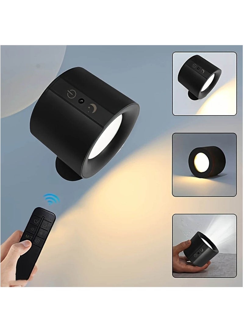 Hihonor Dimmable LED Wall Lamps with Touch Control, 3 Brightness Levels, 3 Color Modes, Rechargeable 1200mAh Lithium-Polymer Battery, Wall Mount/Tabletop, Wireless Reading & Bedside Light, Black  - Image 1