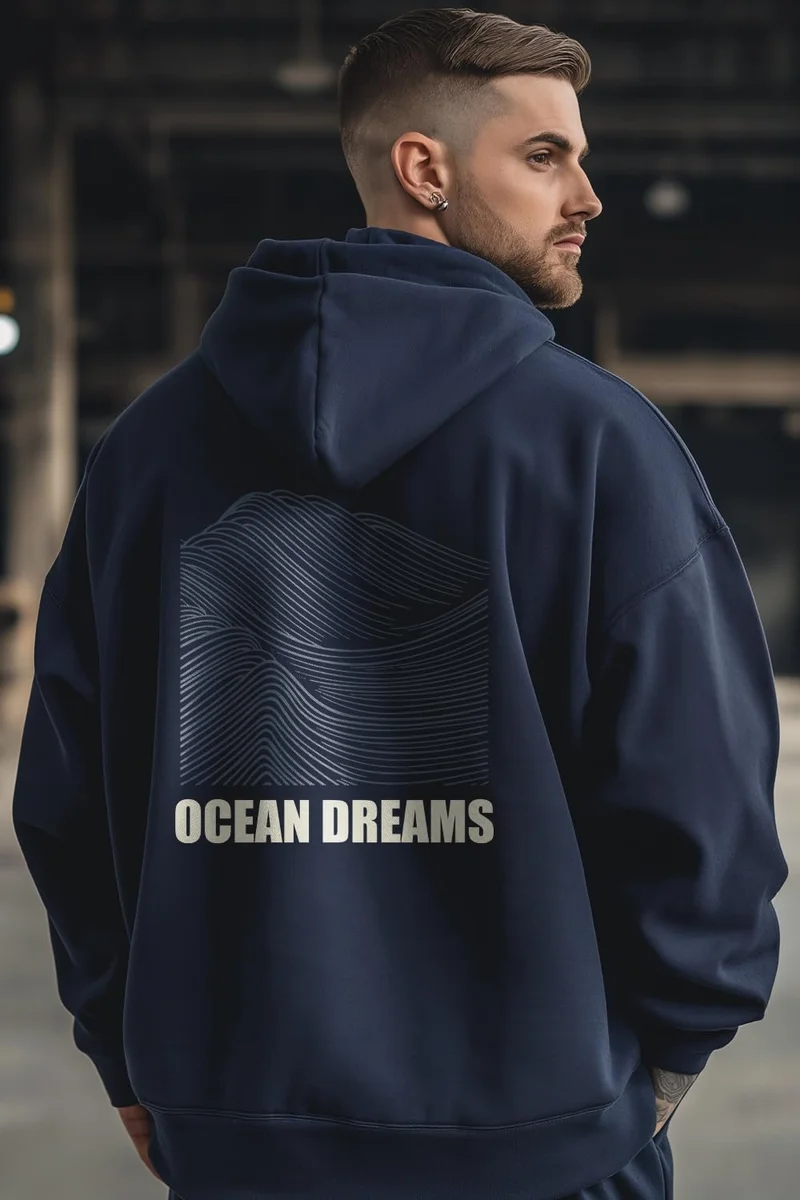 Nobero  NOBERO Oversized Hoodie for Men in Navy for Men | Best Price UAE