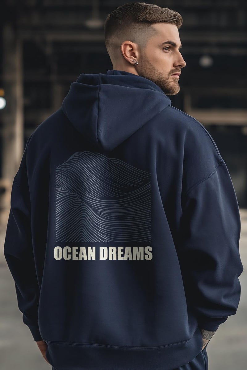 NOBERO Oversized Hoodie for Men in Navy - Image 3