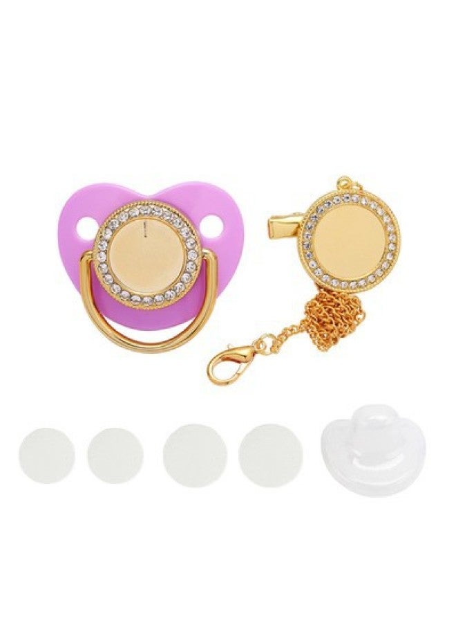Popular Baby Pacifier With Diamond Chain Play Mouth Silicone Sleeping-shaped Thermal Transfer Blank Nipple