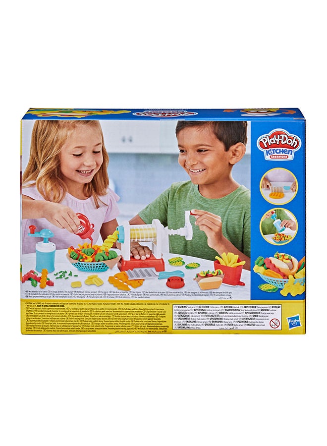 Kids Kitchen Creations Spiral Fries Playset With Toy French Fry Maker, Drizzle, And 5 Modeling Compound Colours, Non-Toxic for 3 Years And Up
