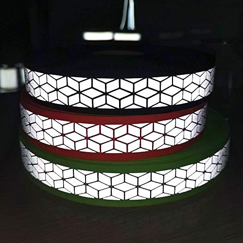 JINBING Silver Sew On Reflective Ribbon Tape for Chothing Safety Fabric Webbing Trim Strip 10yard (Black) - Image 4