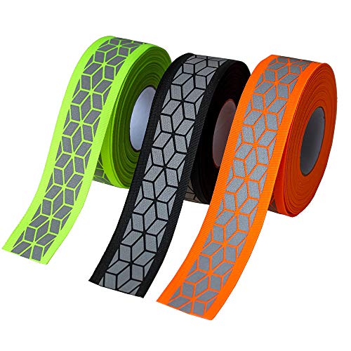 JINBING Silver Sew On Reflective Ribbon Tape for Chothing Safety Fabric Webbing Trim Strip 10yard (Black) - Image 2