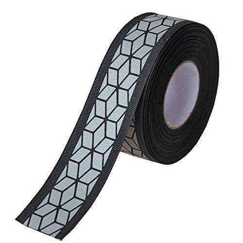 JINBING Silver Sew On Reflective Ribbon Tape for Chothing Safety Fabric Webbing Trim Strip 10yard (Black) - Image 1