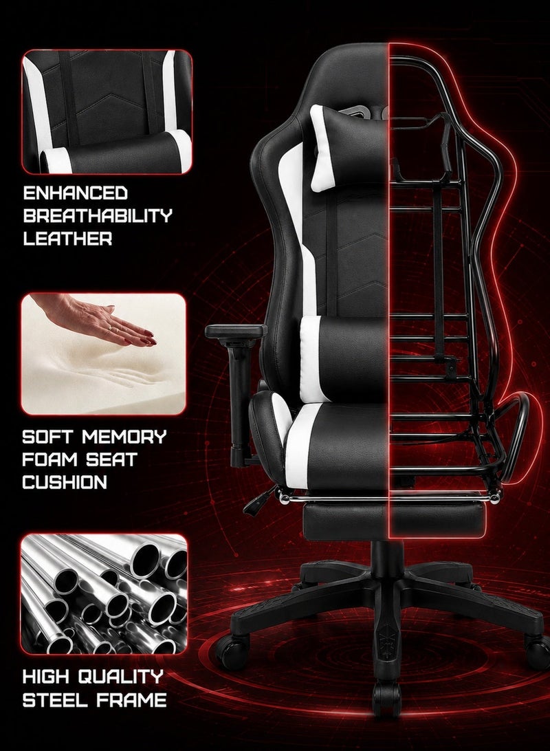 FUOE Gaming Chair—High-back ergonomic computer chair with lumbar support; video game chair with 3D adjustable armrests and 160° recline, suitable for office, home, and gaming. - Image 4