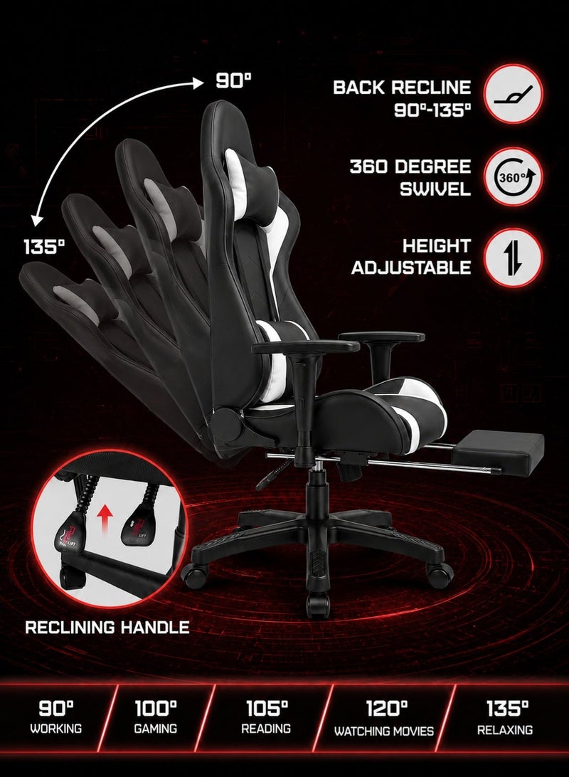 FUOE Gaming Chair—High-back ergonomic computer chair with lumbar support; video game chair with 3D adjustable armrests and 160° recline, suitable for office, home, and gaming. - Image 2