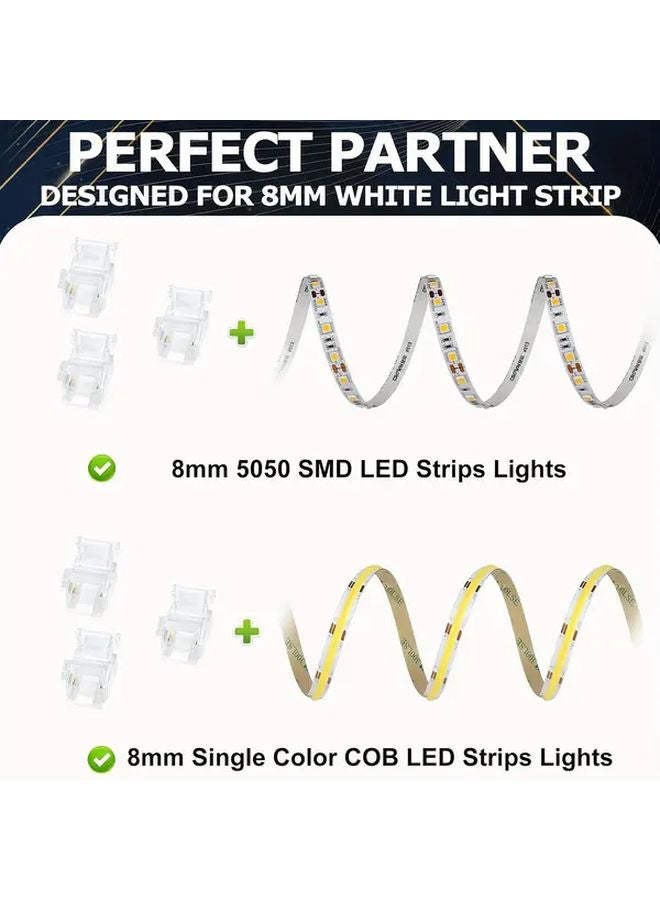 2Pin 8mm COB LED Strip Light Connector 24pcs Easy Install No Soldering Polished Metal - Image 3