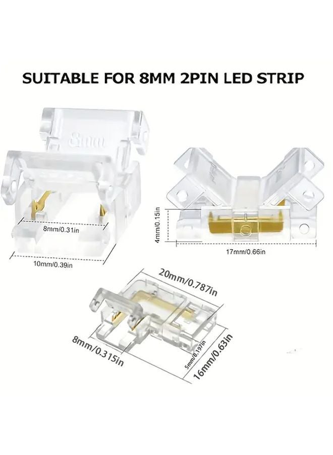 2Pin 8mm COB LED Strip Light Connector 24pcs Easy Install No Soldering Polished Metal - Image 4