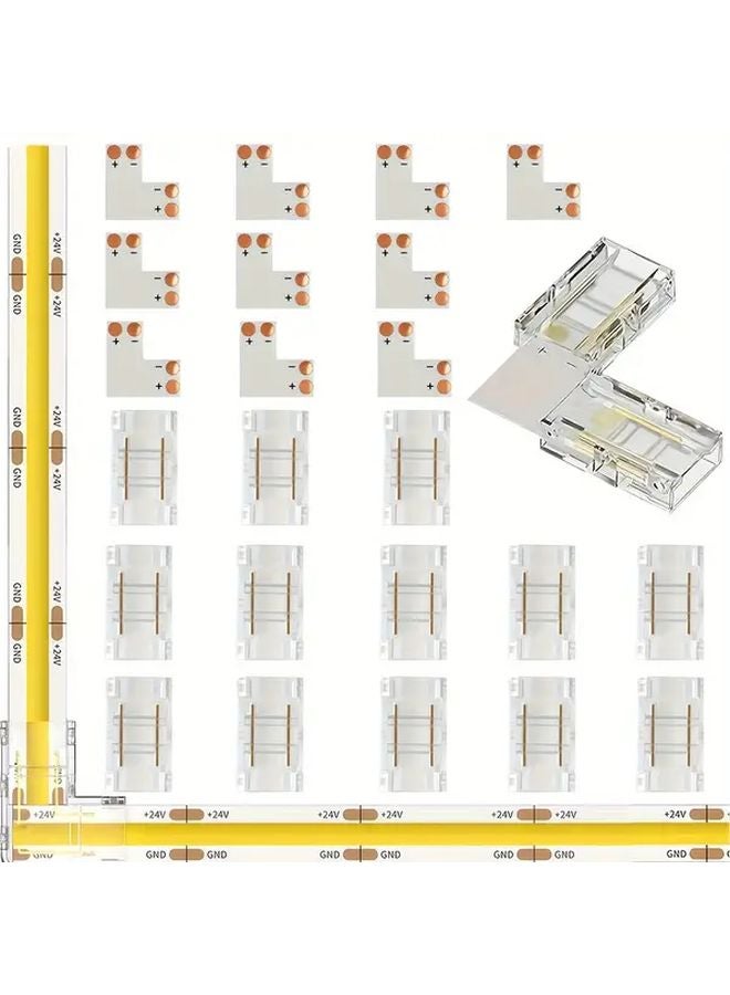 2Pin 8mm COB LED Strip Light Connector 24pcs Easy Install No Soldering Polished Metal - Image 2