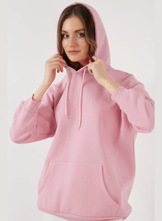 Lela  Lela Regular Fit Cotton Hooded Collar Brushed Winter Sweatshirt Women's SWEAT 5863854 for Women | Best Price UAE