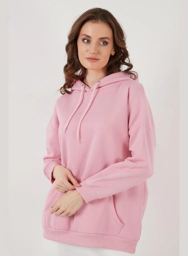 Lela  Lela Regular Fit Cotton Hooded Collar Brushed Winter Sweatshirt Women's SWEAT 5863854 for Women | Best Price UAE