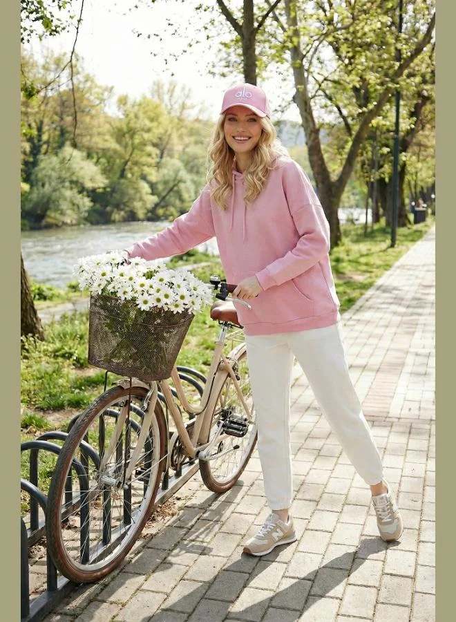 ليلا ليلا سويت شيرت شتوي نسائي بياقة بغطاء رأس قطني بقصة عادية وملمس ناعم