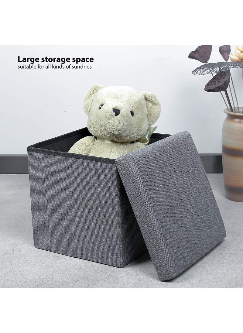 BLISS START BLISS START Folding Organizer Storage Ottoman Cube Linen Small Coffee Table Foot Rest Stool Seat Coffee Table Cube Folding Toy Chest Collapsible for Kids Quick and Easy Assembly Multi Color  - Image 3