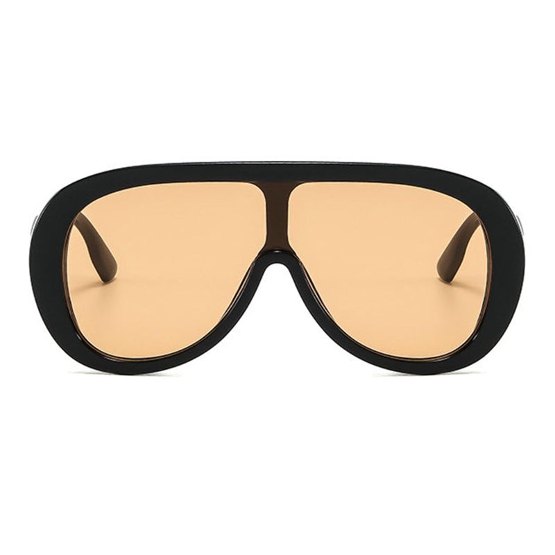willochra Oversized Pilot Sunglasses Women Fashion Big Frame One Piece Sun Glasses Mask Goggle Trendy Metal Frame Oval Shades (ORANGE) - Image 1