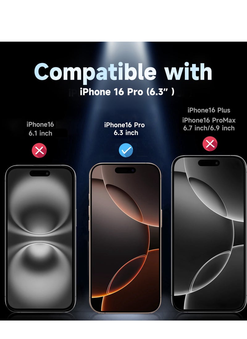 YoYoTech 2 Pack iPhone 16 Pro Screen Protector 6.30 Inch HD Tempered Glass, Scratch Resistant, Anti-Fingerprint, Bubble Free, Case Friendly, 9H Tempered Glass Film, Easy Installation Frame-Black  - Image 4