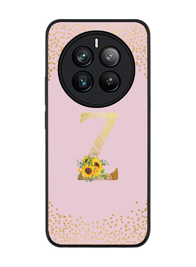 Stylizedd Rugged Black edge case for Realme 12 Pro / Realme 12 Pro Plus 5G, Custom Monogram Initial Letter Mandala Floral Pattern Alphabet-Z (Pink ) - Image 1