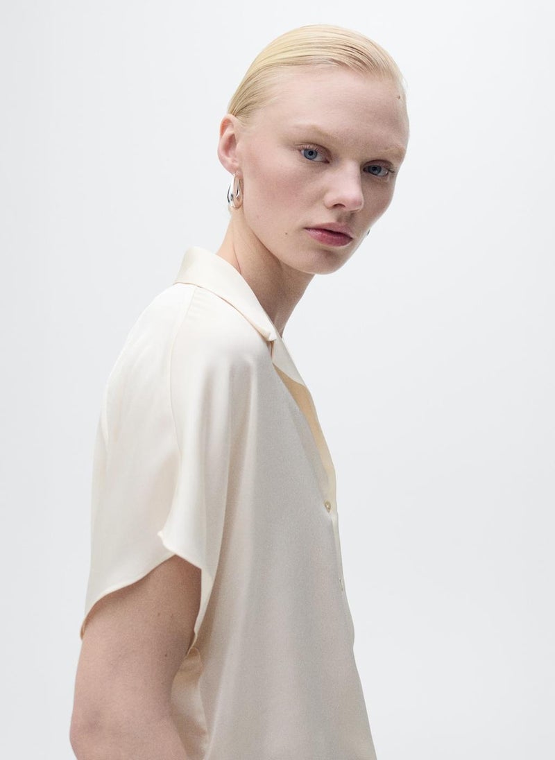MANGO Short-Sleeved Satin Shirt  - Image 3