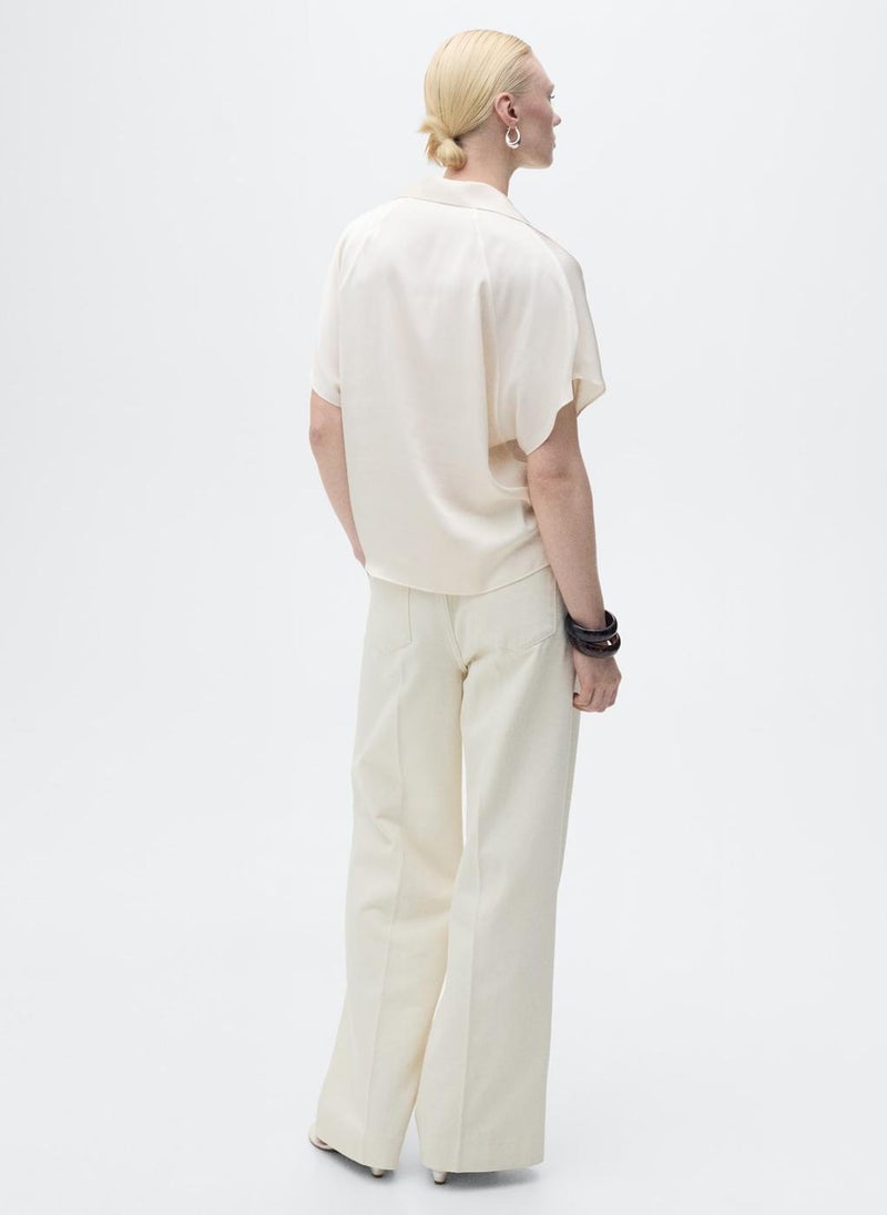 MANGO Short-Sleeved Satin Shirt  - Image 2