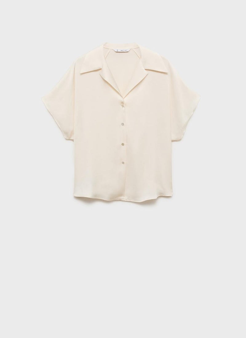 MANGO Short-Sleeved Satin Shirt  - Image 5