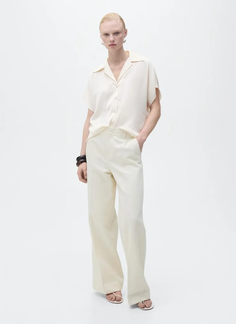 MANGO Short-Sleeved Satin Shirt