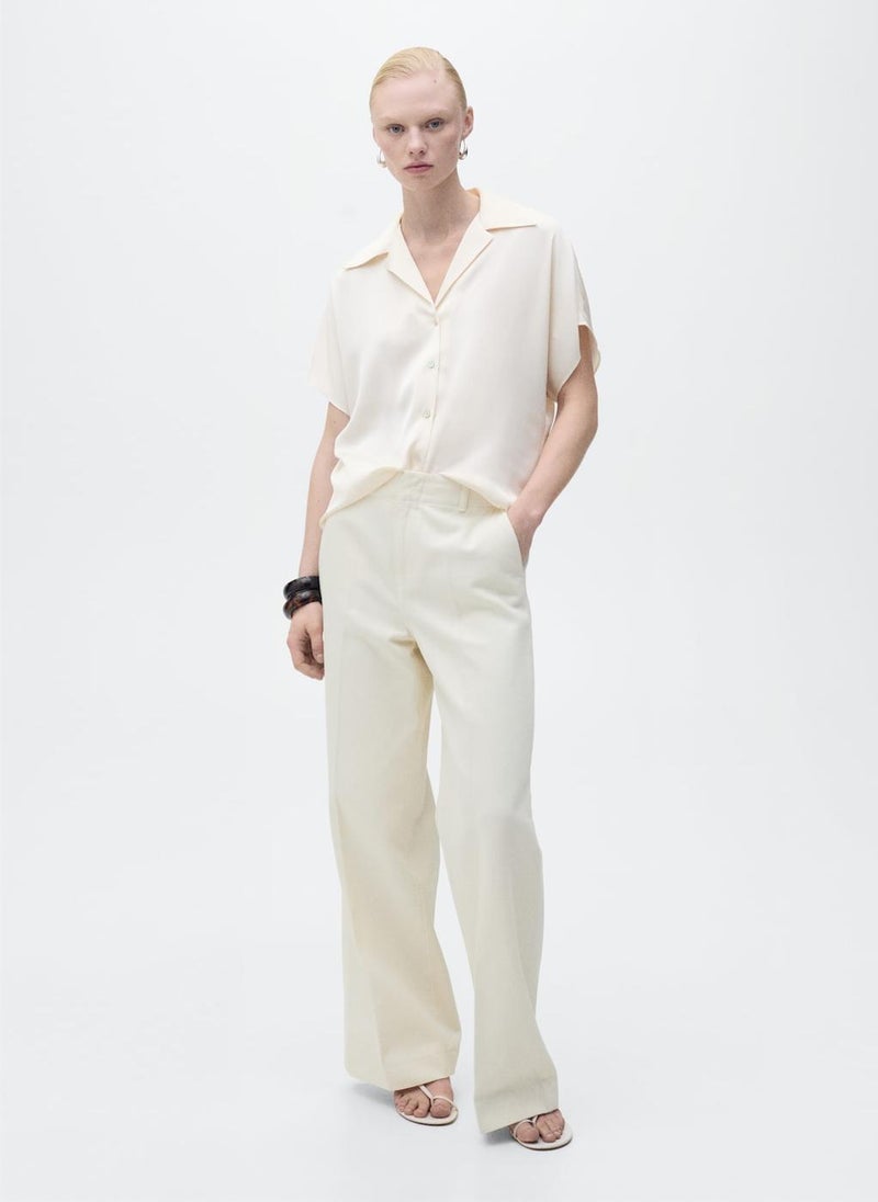 MANGO Short-Sleeved Satin Shirt  - Image 4