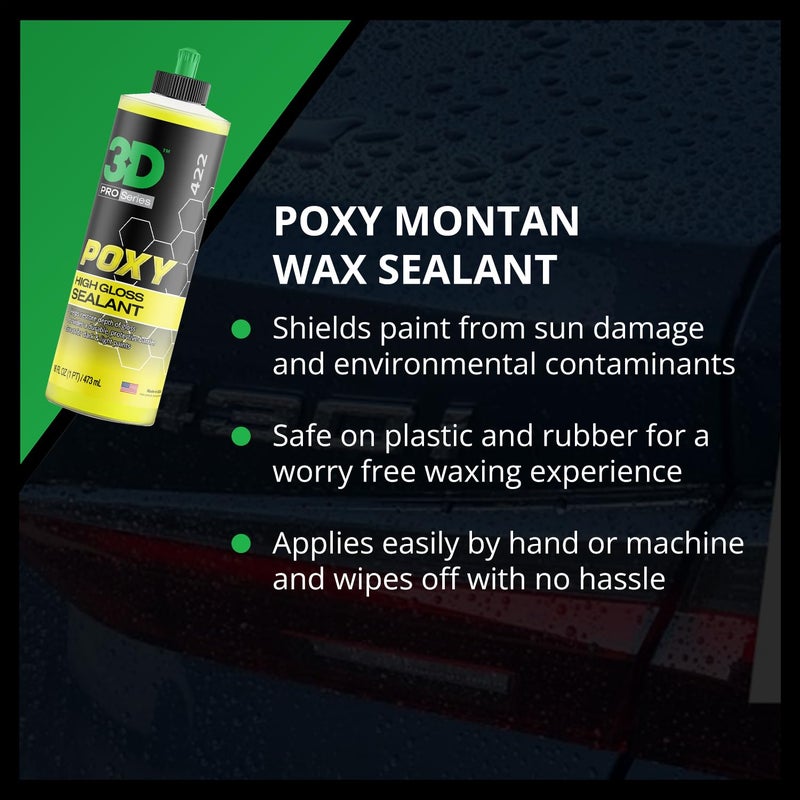 3D POXY Montan Wax Sealant â€“ Long Lasting Hybrid Car Wax for High Gloss Finish & Paint Protection | Non-Staining Formula | Easy to Apply | Made in USA | 16 oz - Image 4