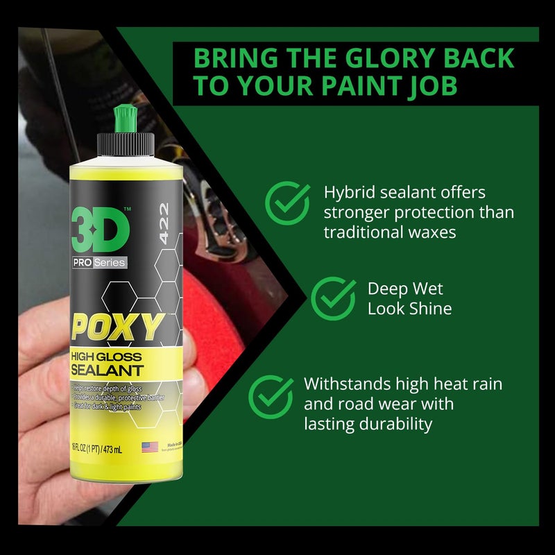 3D POXY Montan Wax Sealant â€“ Long Lasting Hybrid Car Wax for High Gloss Finish & Paint Protection | Non-Staining Formula | Easy to Apply | Made in USA | 16 oz - Image 3