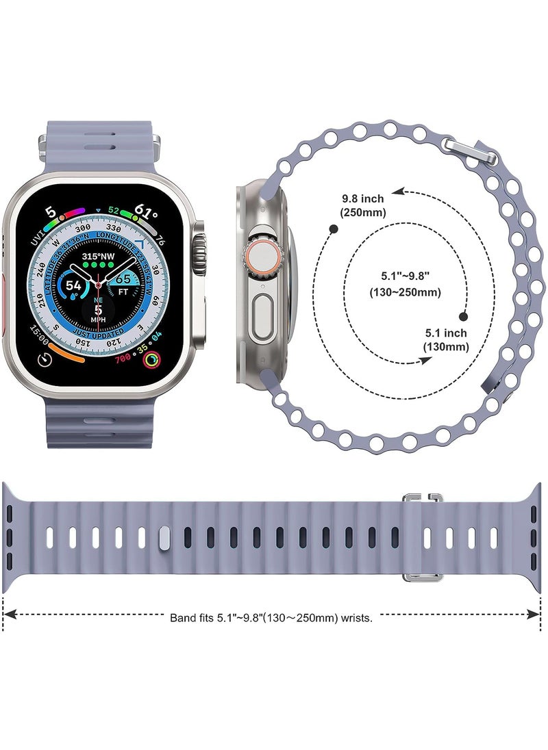 Color Fans - Soft Silicone Ocean Sports Strap Compatible Apple Watch 41mm 40mm 38mm for Men Women, Adjustible Watch Band for Apple Watch SE/Series 9/8/7/6/5/4/3/2/1 - Lavender Gray - Image 1