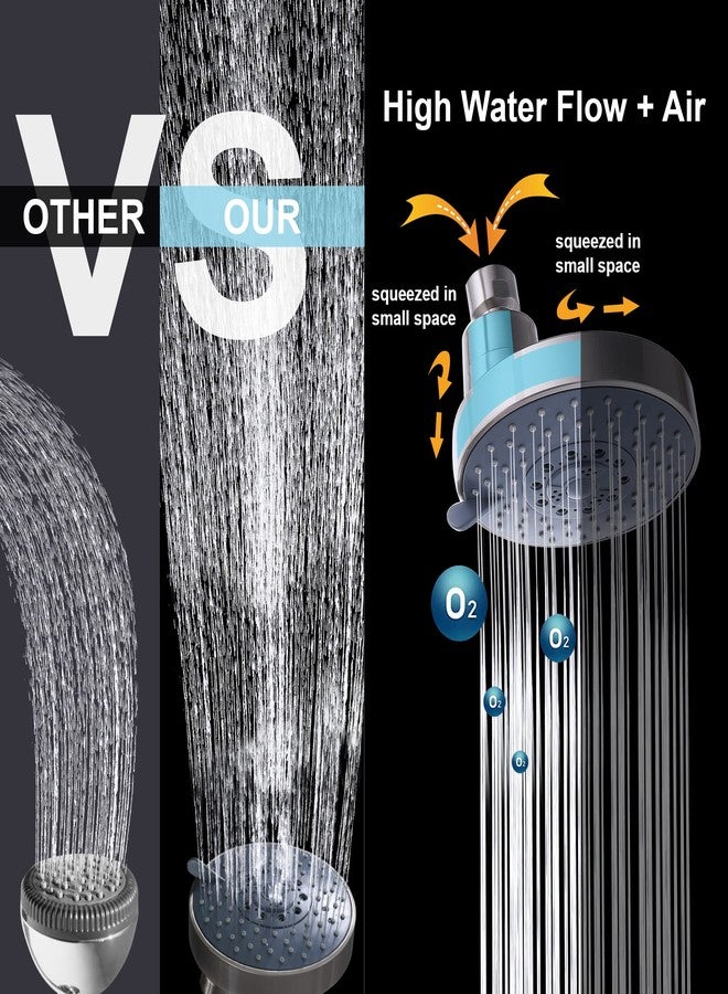 AZOS Double Shower Head with Shut-Off Valve, Bathathroom High Pressure Dual Fixed Rain Shower Head Combo with Brass Dual Outlet Manifold, Adjustable 5 Function Showerhead Brushed Nickel - Image 5